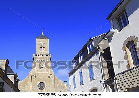 France, Brittany, Finistere. Le Guilvinec. Church. View Large Photo Image Stock Photography - France, Brittany, Finistere. Le Guilvinec. Church.. Fotosearch
