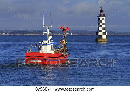 France, Brittany, Finistere. Tudy island. Lighthouse. View Large Photo Image Stock Image - France, Brittany, Finistere. Tudy island. Lighthouse.. Fotosearch