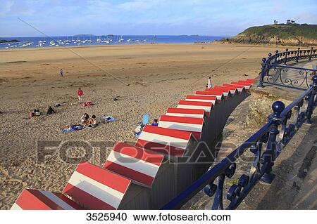 France, Brittany, Ille et Vilaine, St Lunaire. Beach huts View Large Photo Image Stock Image - France, Brittany, Ille et Vilaine, St Lunaire. Beach huts. Fotosearch