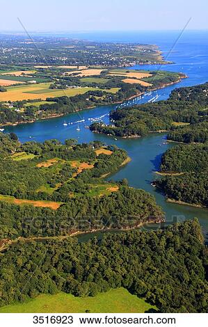 France, Brittany, Morbihan. Aerial view. The Aven river. View Large Photo Image Stock Image - France, Brittany, Morbihan. Aerial view. The Aven river.. Fotosearch