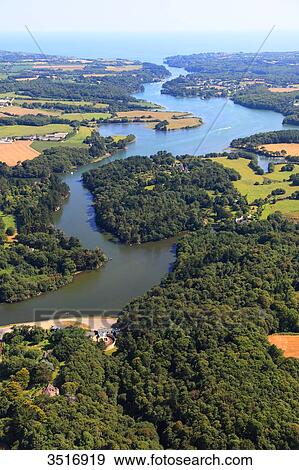 France, Brittany, Morbihan. Aerial view. The Aven river. View Large Photo Image Stock Photo - France, Brittany, Morbihan. Aerial view. The Aven river.. Fotosearch