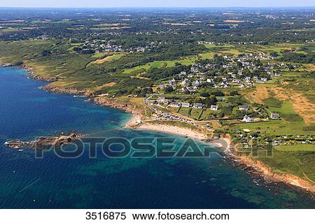 France, Brittany, Morbihan. Aerial view. Moelan sur mer. Beach of Trenez et L'ile Percee View Large Photo Image Stock Photography - France, Brittany, Morbihan. Aerial view. Moelan sur mer. Beach of Trenez et L'ile Percee. Fotosearch