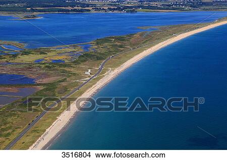 Picture - France, Brittany, Morbihan. Gavres peninsula. Aerial view.. Fotosearch