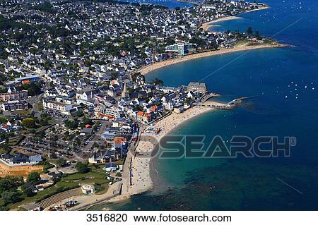 Stock Image - France, Brittany, Morbihan. Larmor Plage. Aerial view.. Fotosearch