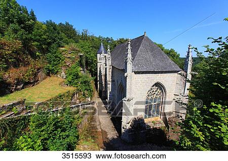 Stock Image - France, Brittany, Morbihan. Le Faouet or Ar Faoued. Sainte Barbe du Faouet Chapel.. Fotosearch