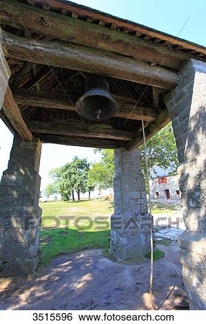 Stock Photograph - France, Brittany, Morbihan. Le Faouet or Ar Faoued. Sainte Barbe du Faouet Chapel. Bell tower.. Fotosearch