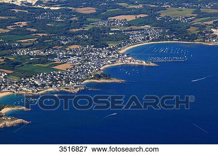 Stock Photo - France, Brittany, Morbihan. Lomener. Aerial view.. Fotosearch