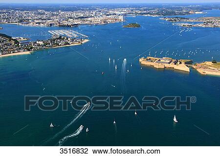 France, Brittany, Morbihan. Lorient. Port Louis citadel. Aerial view. View Large Photo Image Stock Image - France, Brittany, Morbihan. Lorient. Port Louis citadel. Aerial view.. Fotosearch