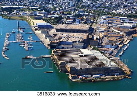 France, Brittany, Morbihan. Lorient. World War II submarine base. Aerial view. View Large Photo Image Stock Photo - France, Brittany, Morbihan. Lorient. World War II submarine base. Aerial view.. Fotosearch