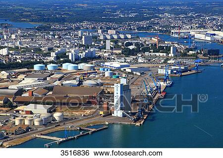 France, Brittany, Morbihan. Lorient. Cargo port. Aerial view. View Large Photo Image Stock Photograph - France, Brittany, Morbihan. Lorient. Cargo port. Aerial view.. Fotosearch