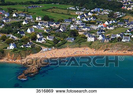 France, Brittany, Morbihan. Moelan sur mer. Le Pouldu. Aerial view. View Large Photo Image Stock Photo - France, Brittany, Morbihan. Moelan sur mer. Le Pouldu. Aerial view.. Fotosearch