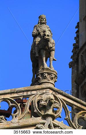 France, Brittany. Quimper. Old town. Saint Corentin cathedral. Satue of King Gradlon. View Large Photo Image Stock Image - France, Brittany. Quimper. Old town. Saint Corentin cathedral. Satue of King Gradlon.. Fotosearch