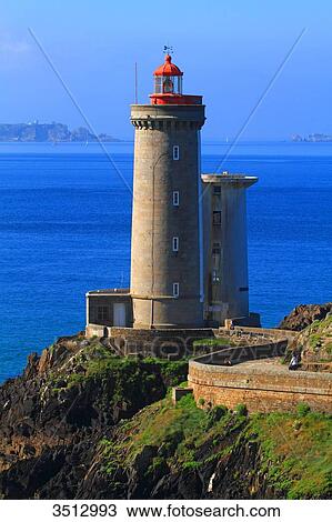 Stock Image - France, Brittany, Rade de Brest, Phare du Petit Minou.. Fotosearch
