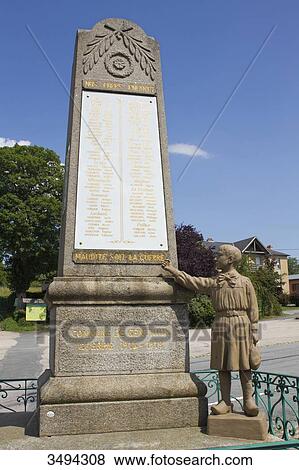Stock Photo - France, Center France, Gentioux, war memorial with the inscription Cursed be war. Fotosearch