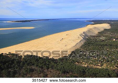 France, Gironde. Aerial view of the Dune of Pilat. View Large Photo Image Stock Photo - France, Gironde. Aerial view of the Dune of Pilat.. Fotosearch