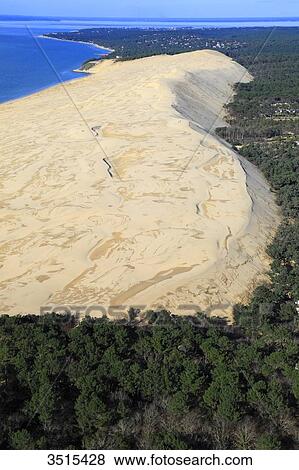 France, Gironde. Aerial view of the Dune of Pilat. View Large Photo Image Stock Photo - France, Gironde. Aerial view of the Dune of Pilat.. Fotosearch