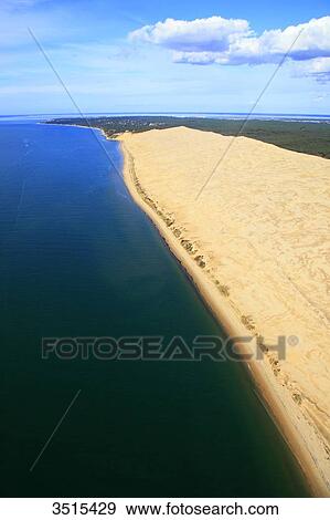 France, Gironde. Aerial view of the Dune of Pilat. View Large Photo Image Stock Photo - France, Gironde. Aerial view of the Dune of Pilat.. Fotosearch