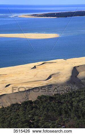 France, Gironde. Aerial view of the Dune of Pilat and Banc d'Arguin. View Large Photo Image Stock Photograph - France, Gironde. Aerial view of the Dune of Pilat and Banc d'Arguin.. Fotosearch