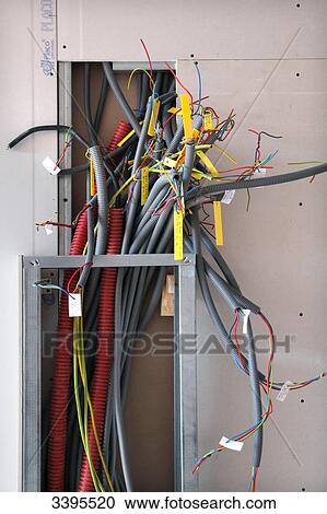 France, House building, electric installation, electrical wirings and sheaths for a future electric panel View Large Photo Image Stock Image - France, House building, electric installation, electrical wirings and sheaths for a future electric panel. Fotosearch