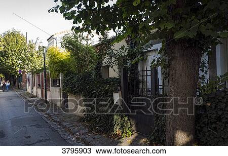 France, Ile de France, Seine Saint Denis, Le Pre Saint Gervais, the 'villa du pre', big avenue View Large Photo Image Stock Image - France, Ile de France, Seine Saint Denis, Le Pre Saint Gervais, the 'villa du pre', big avenue. Fotosearch