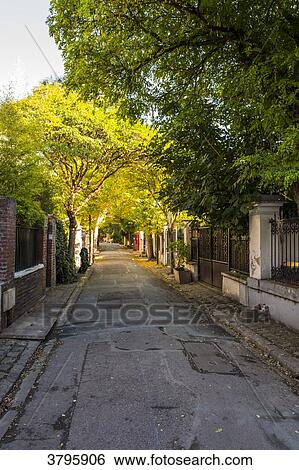 France, Ile de France, Seine Saint Denis, Le Pre Saint Gervais, the 'villa du pre', big avenue View Large Photo Image Stock Photograph - France, Ile de France, Seine Saint Denis, Le Pre Saint Gervais, the 'villa du pre', big avenue. Fotosearch