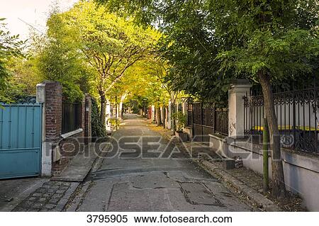 France, Ile de France, Seine Saint Denis, Le Pre Saint Gervais, the 'villa du pre', big avenue View Large Photo Image Stock Photography - France, Ile de France, Seine Saint Denis, Le Pre Saint Gervais, the 'villa du pre', big avenue. Fotosearch