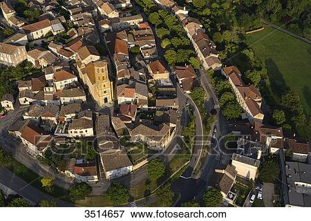 France, Lot, aerial view of Montcuq and its church View Large Photo Image Stock Photo - France, Lot, aerial view of Montcuq and its church. Fotosearch