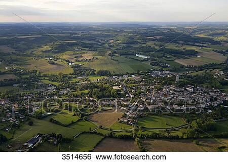 France, Lot, aerial view of the town and countryside of Montcuq View Large Photo Image Stock Photograph - France, Lot, aerial view of the town and countryside of Montcuq. Fotosearch