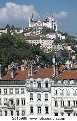 France. Lyon. Facades of buildings quay Fulchiron and the basilica Notre-Dame of Fourviere View Large Photo Image Stock Image - France. Lyon. Facades of buildings quay Fulchiron and the basilica Notre-Dame of Fourviere. Fotosearch