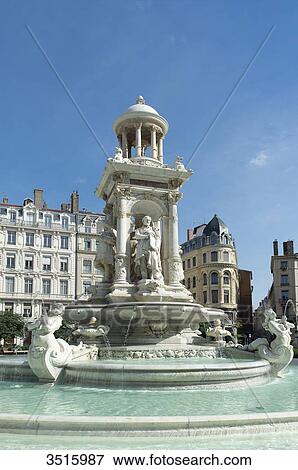 France. Lyon. Fountain of the Place des Jacobins ( 1885 ) View Large Photo Image Stock Photo - France. Lyon. Fountain of the Place des Jacobins ( 1885 ). Fotosearch