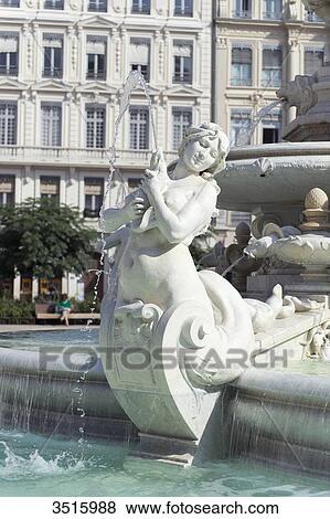 France. Lyon. Fountain of the Place des Jacobins ( 1885 ) Detail of a statue of a mermaid View Large Photo Image Stock Photo - France. Lyon. Fountain of the Place des Jacobins ( 1885 ) Detail of a statue of a mermaid. Fotosearch