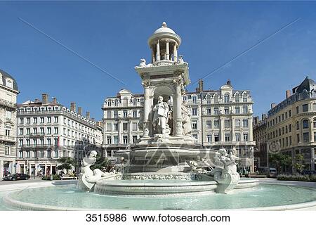 Stock Photograph - France. Lyon. Fountain of the Place des Jacobins ( 1885 ). Fotosearch