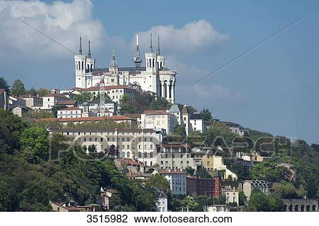 France. Lyon. The hill of Fourvire and the basilica Notre-Dame of Fourviere View Large Photo Image Stock Image - France. Lyon. The hill of Fourvire and the basilica Notre-Dame of Fourviere. Fotosearch