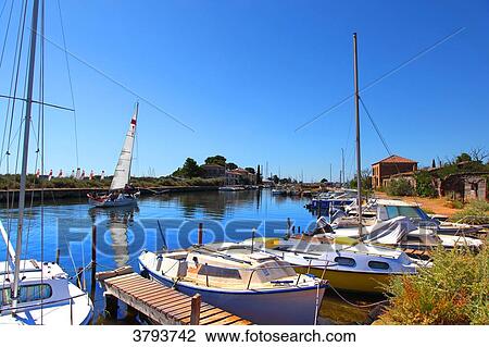 Stock Image - France, Marseillan. Canal du Midi.. Fotosearch