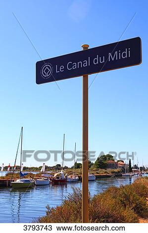Stock Image - France, Marseillan. Canal du Midi.. Fotosearch