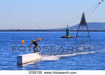 Stock Image - France, Marseillan. Wakeboard.. Fotosearch