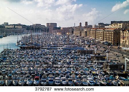 Stock Photo - France, Marseille, view on the historical old harbour. Fotosearch
