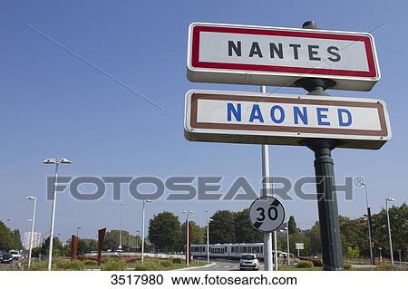 France, Nantes, road signs in French and Breton. View Large Photo Image Stock Image - France, Nantes, road signs in French and Breton.. Fotosearch