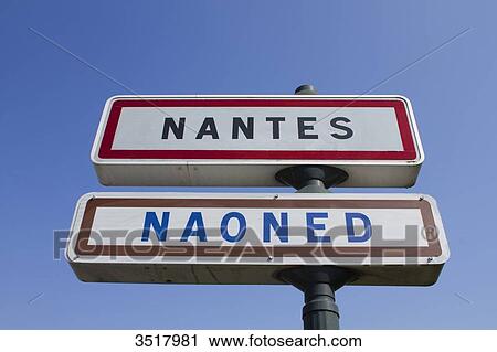 France, Nantes, road signs in French and Breton. View Large Photo Image Stock Image - France, Nantes, road signs in French and Breton.. Fotosearch