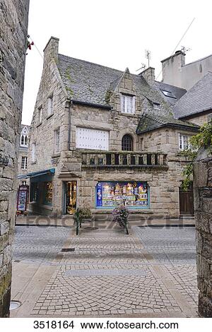 France, North-Western France, Brittany, Roscof harbour, old traditional granit house in the city center View Large Photo Image Picture - France, North-Western France, Brittany, Roscof harbour, old traditional granit house in the city center. Fotosearch