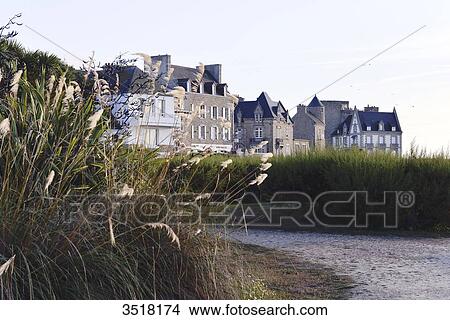 France, North-Western France, Brittany, Roscof harbour, old traditional granit house along the beach View Large Photo Image Picture - France, North-Western France, Brittany, Roscof harbour, old traditional granit house along the beach. Fotosearch