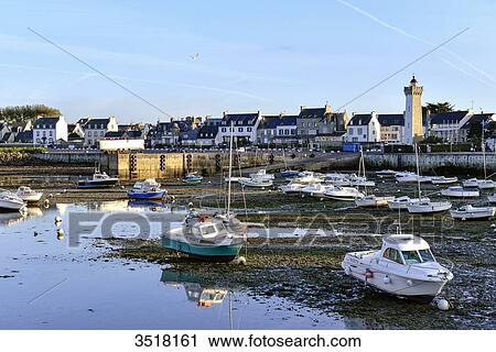 Stock Image - France, North-Western France, Brittany, Roscof harbour. Fotosearch