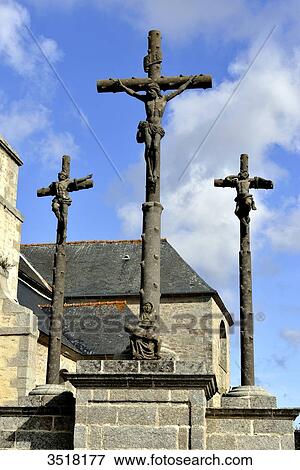 Stock Photo - France, North-Western France, Brittany, Church of Plouneour Menez. Fotosearch