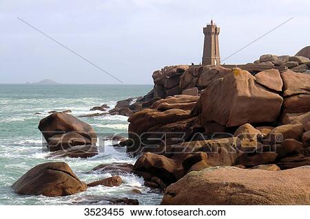 France, North-Western France, Brittany, lighthouse of Ploumanach, pink granite coast View Large Photo Image Stock Photography - France, North-Western France, Brittany, lighthouse of Ploumanach, pink granite coast. Fotosearch