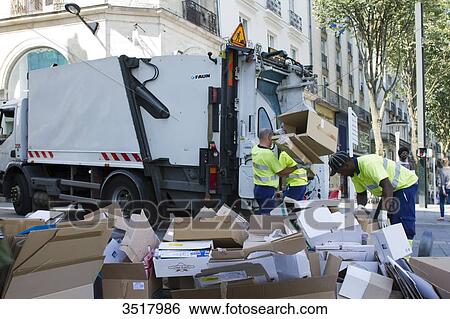 France, North-Western France, Nantes, dustmen collecting cardboard boxes View Large Photo Image Stock Photograph - France, North-Western France, Nantes, dustmen collecting cardboard boxes. Fotosearch