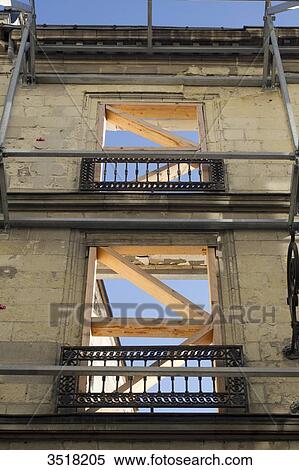 France, North-Western France, Nantes, Rue Santeuil, protection of a former facade of a demolished building on a construction site, 2014 View Large Photo Image Stock Photography - France, North-Western France, Nantes, Rue Santeuil, protection of a former facade of a demolished building on a construction site, 2014. Fotosearch