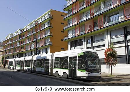 Stock Photo - France, North-Western France, Reze, tramway. Fotosearch