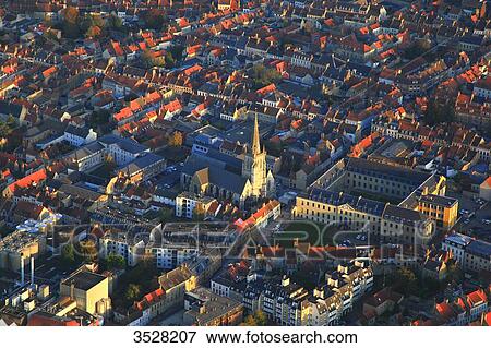 France, Northern France, Pas de Calais, Aerial view of Saint-Omer city center, Saint-Sepulcre church View Large Photo Image Stock Photo - France, Northern France, Pas de Calais, Aerial view of Saint-Omer city center, Saint-Sepulcre church. Fotosearch