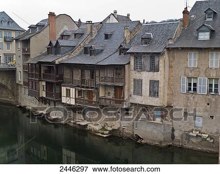 France, Occitanie, Aveyron, Espalion, old houses along the Lot river View Large Photo Image Stock Photo - France, Occitanie, Aveyron, Espalion, old houses along the Lot river. Fotosearch
