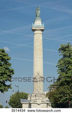 Picture - France. Paris 11th district. Place of the Nation. One of the 2 columns by Claude Nicolas Ledoux at the entrance of the Cours de Vincennes ( 1787 ). Fotosearch